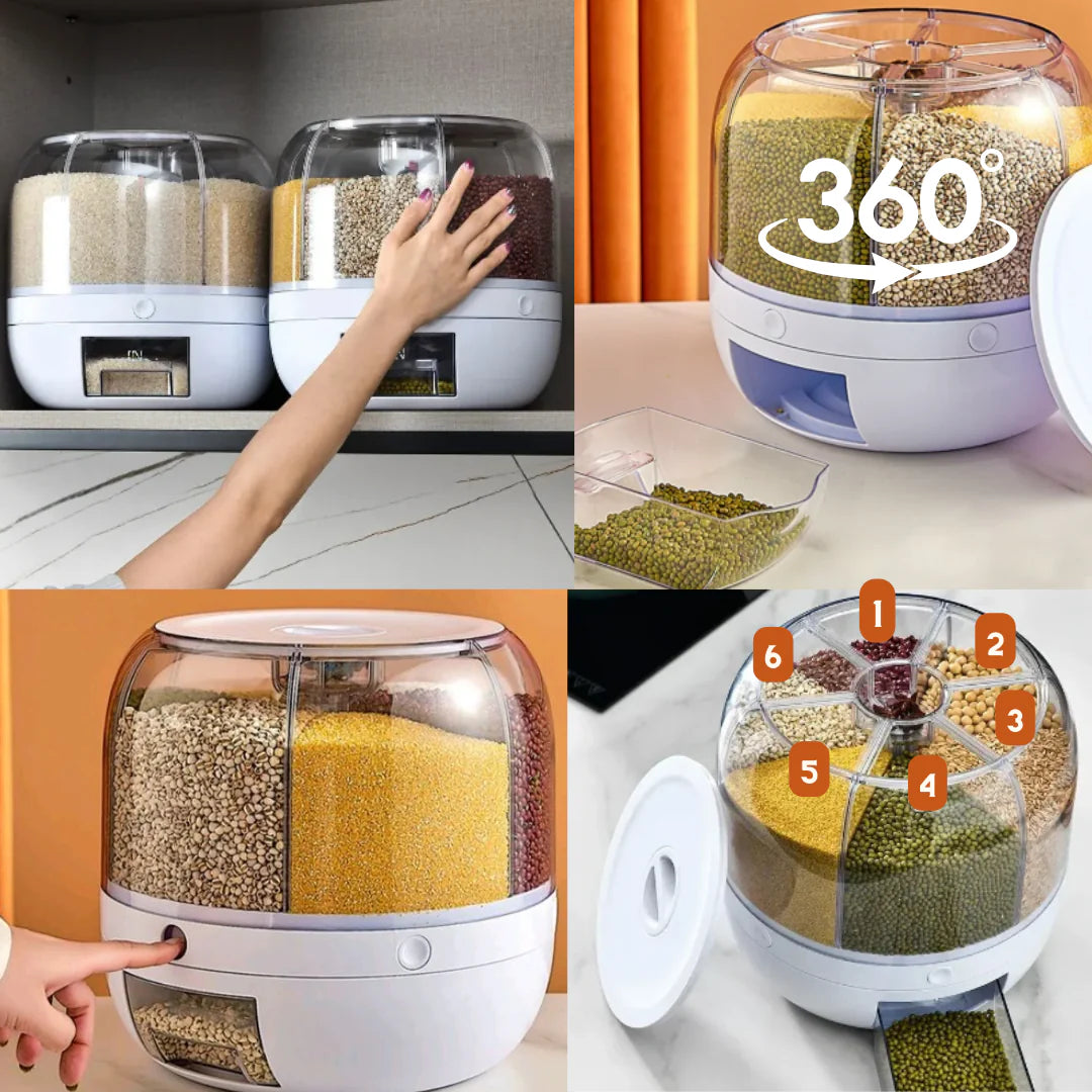 DISPENSADOR & ORGANIZADOR DE GRANOS 360°
